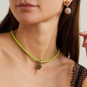 COPY - NWT MSRP$595 VERSACE Medusa Crystal Braided Necklace Green